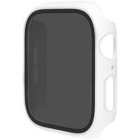 Matt behajtható tok edzett Anti-Spy üveggel Apple Watch 44mm - fehér