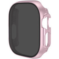 Metál behajtható tok edzett Anti-Spy üveggel Apple Watch Ultra 49mm-hez - rózsaszín