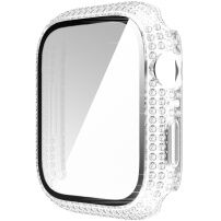 Strasszkővel kirakott tok edzett üveggel - Apple Watch 45mm - átlátszó