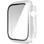 Strasszkővel kirakott tok edzett üveggel - Apple Watch 45mm - ezüst