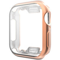 Metálfényű behajtható tok puha műanyagból kijelzővédővel Apple Watch 44mm - rózsaarany