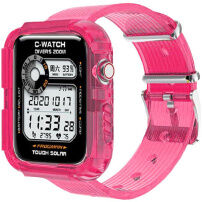 Tokkal átlátszó szíj - Apple Watch 45mm / 44mm / 42mm - neon rózsaszín