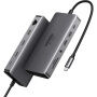 UGREEN 15965 11 az 1-ben hub - SD / TF kártya slot / RJ45 / 2x HDMI / 3,5 mm jack / 2x USB-C / 3x USB-A - USB-C MacBookhoz - szürke