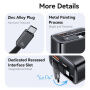 USAMS CC296 GaN Töltő adapter szett USB-C / USB-A portokkal és kihúzható USB-C Kábel - 30W - fekete