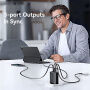 USAMS CC296 GaN töltő adapter szett USB-C / USB-A portokkal és kihúzható USB-C kábel - 30W - fehér