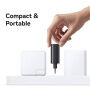 USAMS CC296 GaN töltő adapter szett USB-C / USB-A portokkal és kihúzható USB-C kábel - 30W - fehér