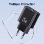 USAMS CC315 GaN gyorstöltő töltő adapter USB-C / USB-A portokkal - 25W - fehér