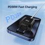 USAMS CC316 GaN gyorstöltő töltő adapter USB-C / USB-A portokkal - 30W - fehér