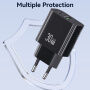USAMS CC316 GaN gyorstöltő töltő adapter USB-C / USB-A portokkal - 30W - fehér