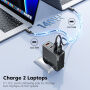 Toocki TCT140 GaN Töltő adapter 3x USB-C / USB-A porttal és USB-C - USB-C Kábel szett - 140W - 2 m - fekete