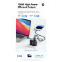 ESSAGER ES-CD37 gyorstöltő töltő adapter 2x USB-C / 2x USB-A porttal - 100W - fekete