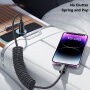 ESSAGER spirál fonott töltő- és adatkábel - USB-C - Lightning - 1,8 m - fekete