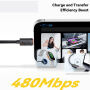 ESSAGER spirál fonott töltő- és adatkábel - USB-C - Lightning - 1,8 m - fekete