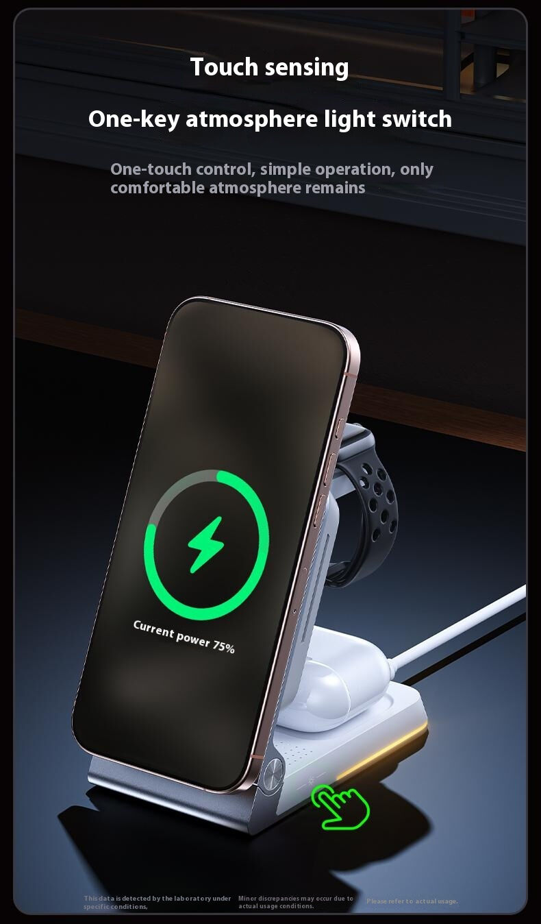 WEKOME WP-U180 Qi2 3 az 1-ben összecsukható mágneses vezeték nélküli állvány iPhone / Apple Watch / AirPods készülékekhez - 15W - szürke