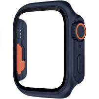 Watch Ultra stílusú tok edzett üveggel - Apple Watch 45mm - sötétkék
