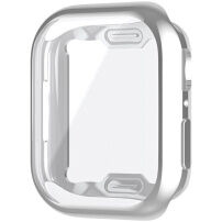 Metálfényű behajtható tok puha műanyagból kijelzővédővel Apple Watch 45mm - ezüst