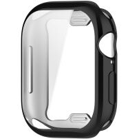 Metálfényű behajtható tok puha műanyagból kijelzővédővel Apple Watch 46mm - fekete