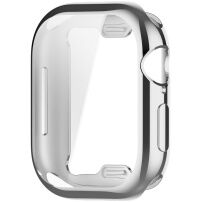 Metál behajtható tok puha műanyagból kijelzővédővel Apple Watch 46mm - ezüst