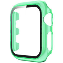 Átlátszó tok edzett üveggel - Apple Watch 42mm - neonzöld