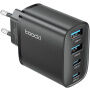 Toocki TC53402 GaN gyorstöltő töltő adapter 2x USB-C / 2x USB-A portokkal - 40W - fekete