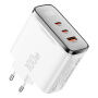 ESSAGER ES-CD56 GaN gyorstöltő töltő adapter kijelzővel és 2x USB-C / USB-A porttal - 100W - fehér