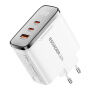 ESSAGER ES-CD56 GaN gyorstöltő töltő adapter kijelzővel és 2x USB-C / USB-A porttal - 100W - fehér