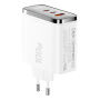 ESSAGER ES-CD56 GaN gyorstöltő töltő adapter kijelzővel és 2x USB-C / USB-A porttal - 100W - fehér