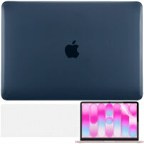 ENKAY 3 az 1-ben fényes tok ultravékony EU billentyűzet tokkal és kijelzővédő fóliával MacBook Neo (A3404) készülékhez - sötétkék