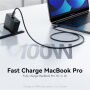 JOYROOM JR-TG11 GaN Töltő adapter szett 3x USB-C / USB-A porttal és USB-C - USB-C kábellel - 100W - 2 m - fekete