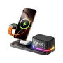 C09 3 az 1-ben mágneses vezeték nélküli állvány órával, hangfallal és háttérvilágítással iPhone / Apple Watch / AirPods készülékekhez - 25W - fekete