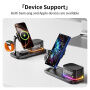 C09 3 az 1-ben mágneses vezeték nélküli állvány órával, hangfallal és háttérvilágítással iPhone / Apple Watch / AirPods készülékekhez - 25W - fekete
