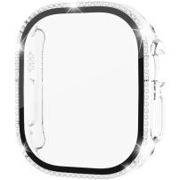 xDfind kövekkel kirakott behajtható tok edzett üveggel Apple Watch Ultra 49mm-hez - átlátszó