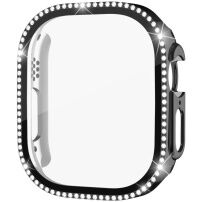xDfind kövekkel kirakott behajtható tok edzett üveggel Apple Watch Ultra 49mm készülékhez - fekete