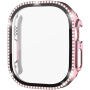 xDfind kövekkel kirakott behajtható tok edzett üveg-gel Apple Watch Ultra 49mm-hez - rózsaszín