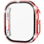 xDfind kövekkel kirakott behajtható tok edzett üveggel Apple Watch Ultra 49mm készülékhez - piros
