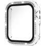 xDfind kövekkel díszített Behajtható tok Edzett üveg Apple Watch 46mm - átlátszó