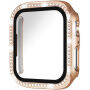 xDfind kövekkel kirakott behajtható tok edzett üveg Apple Watch 46mm számára - rózsaszín arany