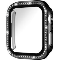 xDfind kövekkel kirakott behajtható tok edzett üveggel Apple Watch 45mm - fekete