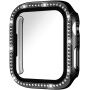 xDfind kövekkel díszített behajtható tok edzett üveggel Apple Watch 40mm - fekete