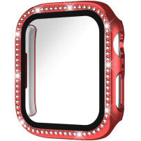xDfind kövekkel kirakott Behajtható tok edzett üveggel Apple Watch 40mm - piros