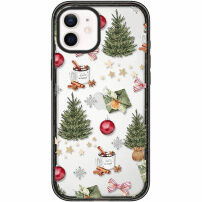 Átlátszó karácsonyi mintás tok iPhone 12 / 12 Pro készülékhez - zöld
