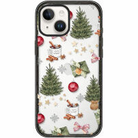 Átlátszó karácsonyi mintás tok iPhone 14 Plus / 15 Plus készülékhez - zöld