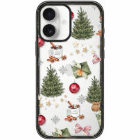 Átlátszó tok karácsonyi mintával iPhone 16-hoz - zöld