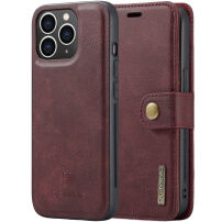 DG.MING 2in1 levehető flip cover tok - iPhone 13 Pro - borvörös