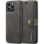 DG.MING 2in1 levehető flip cover tok - iPhone 13 Pro - sötétbarna