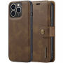 DG.MING 2in1 levehető flip cover tok - iPhone 13 Pro - barna
