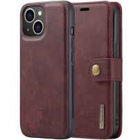 DG.MING 2in1 levehető flip cover tok - iPhone 14 - borvörös