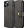DG.MING 2in1 levehető flip cover tok - iPhone 14 - sötétbarna