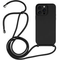 Szilikon tok zsinórral iPhone 16 Pro - fekete