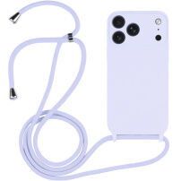 Szilikon tok zsinórral iPhone 17 Pro készülékhez - világoslila